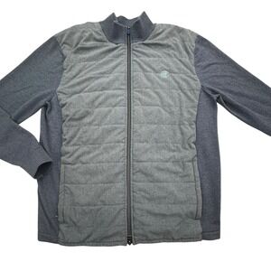 Stitch Golf Jacket Mens XL Gray Full Zip Merino Wool Hybrid Quilted Sweater FLAW